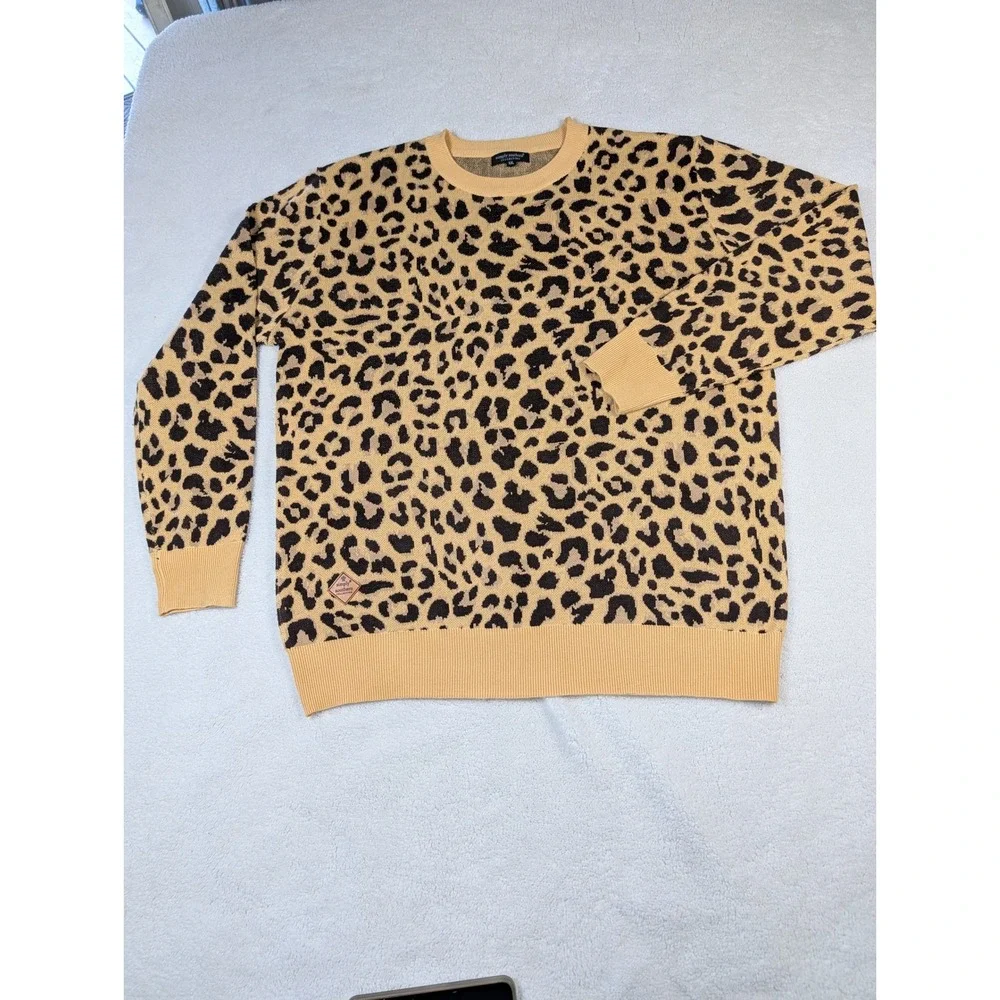 Simply Southern Leopard Print Crewneck Sweater Tan Black XXL Safari Layering